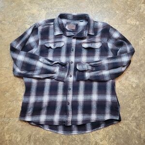 Orvis Big Bear Heavyweight Flannel Shirt Mens XXL Black Brown Plaid Button Up